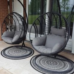 Oviala Tapis Extérieur Tapis Rond Polypropylène Noir 120cm -Tapis extérieur Soldes tapis rond polypropylene noir 120cm 4