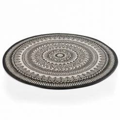 Oviala Tapis Extérieur Tapis Rond Polypropylène Noir 160cm -Tapis extérieur Soldes tapis rond polypropylene noir 160cm 2