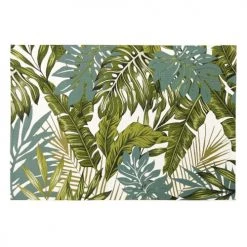Maisons Du Monde Tapis Extérieur Tapis Vert Et écru Imprimé Tropical 140x200, OEKO-TEX®
